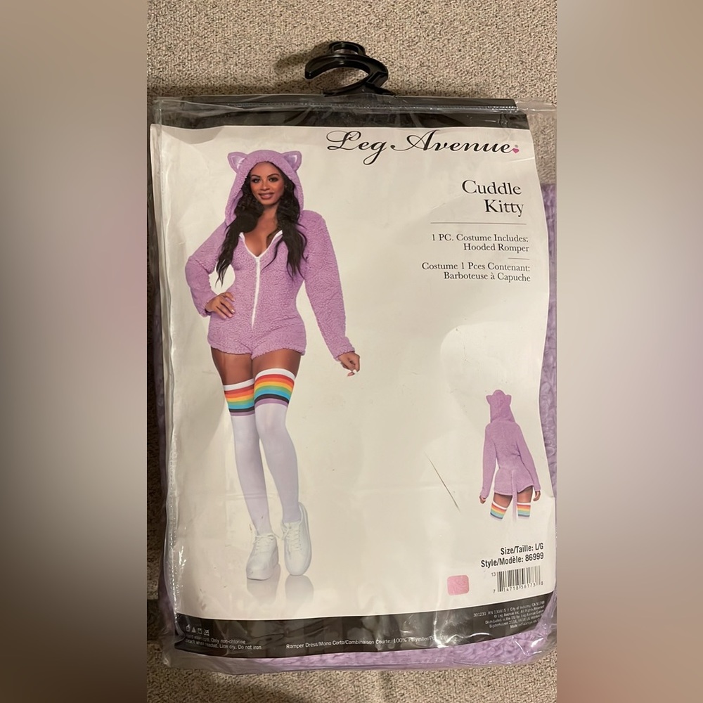 Size Large Purple Leg Avenue Cuddle Kitty Hooded Romper